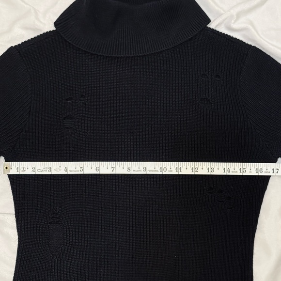 Lovers + Friends Keeney Black Distressed Knit Sweater Dress M - Picture 5 of 8